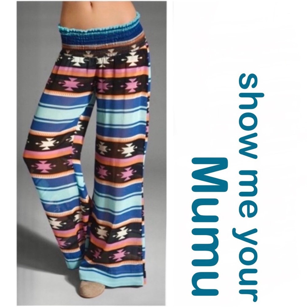 Show Me Your MuMu Navajo Tipsy Aztec Pants - wide leg sheer